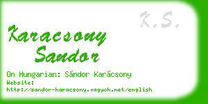 karacsony sandor business card