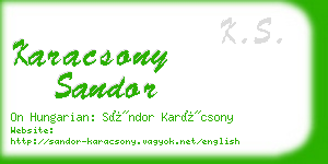 karacsony sandor business card